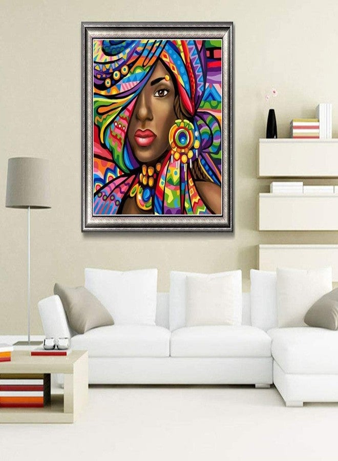 Street27 مجموعة الرسم الماسي ثلاثي الأبعاد من ستريت 27، مناسبة للكبار والصغار، تتضمن أحجار كريستالية مستديرة كاملة الحفر، وتطريز غرزة متقاطعة، وأحجار الراين الكريستالية، هدية جدارية منزلية (15.8 × 15.8 بوصة) (امرأة أفريقية). - Image 2